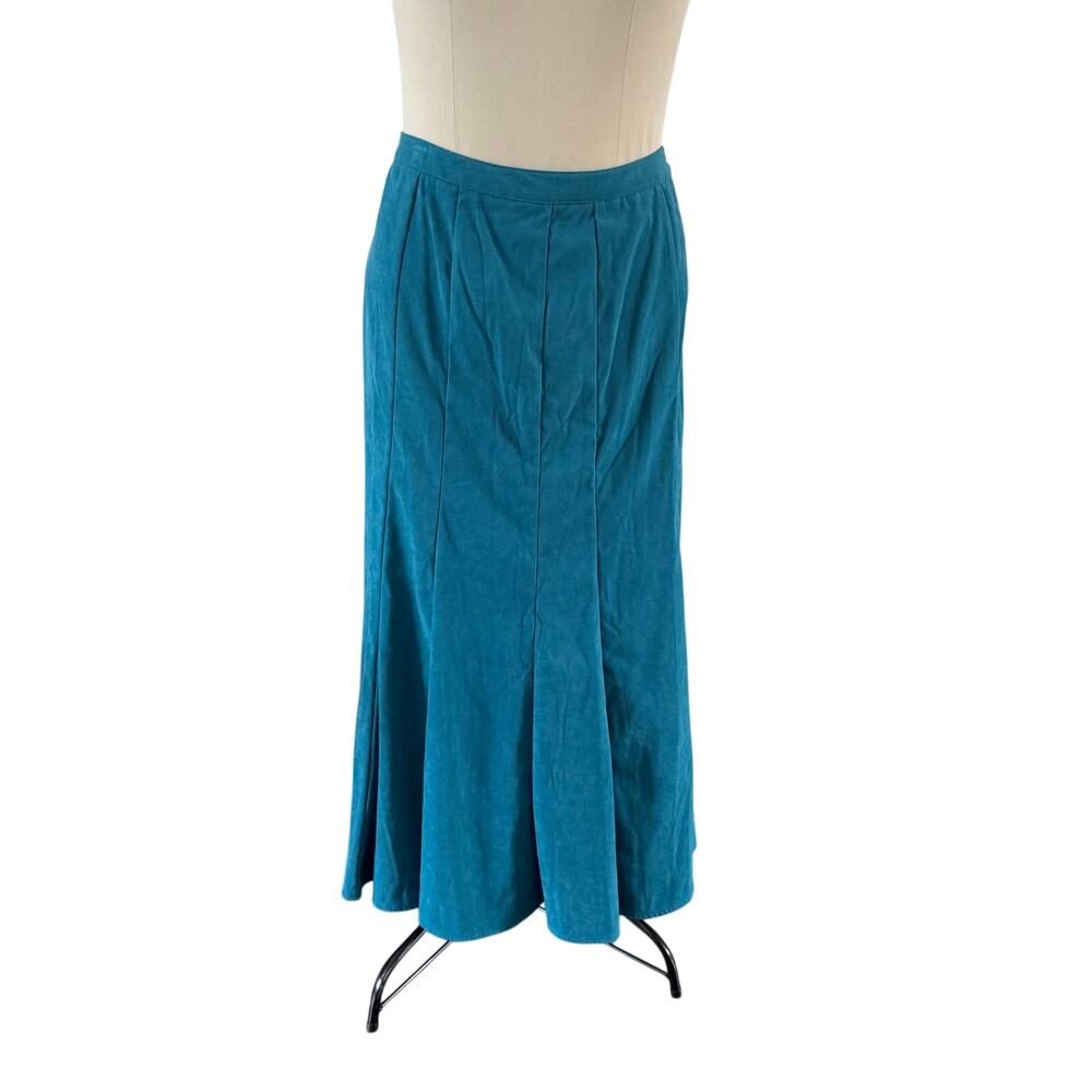 NWt Blue Teal Faux Suede Ruffle Maxi Skirt Plus Sz 20 Fairycore Boho Whimsy